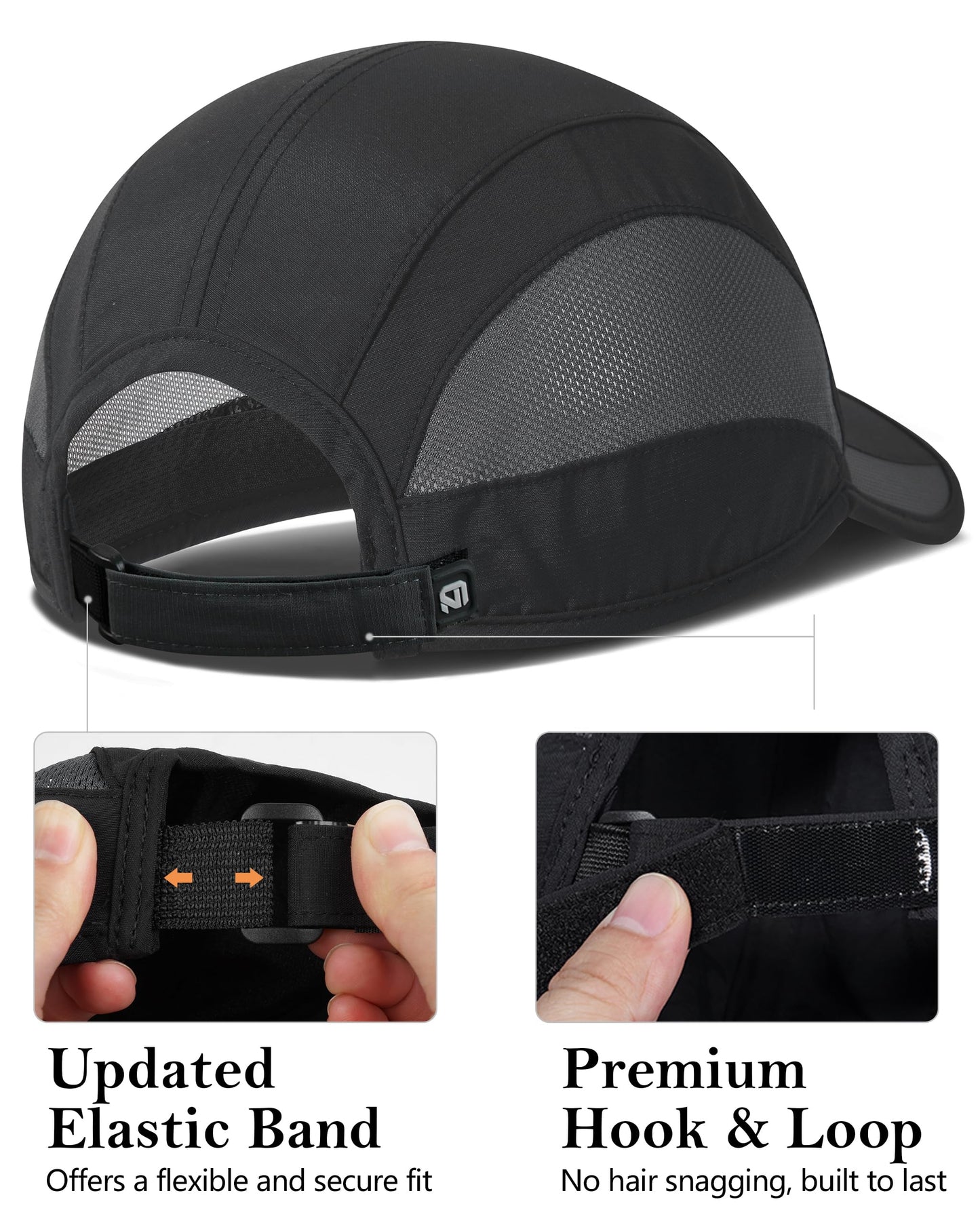 GADIEMKENSD Outdoor Men's Running Hat Cooling Womens Summer Baseball Cap UV Sport Mesh Trucker Dad Hats Quick Dry Breathable Unstructured for Camping Fishing Hiking Black L