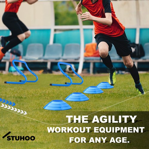 STUHOO Agility Training Equipment Set |Soccer Training Equipment for Kids | Agility Ladder Speed Training Equipment with Bag | Football Training Equipment for Youth, Cones for Footwork