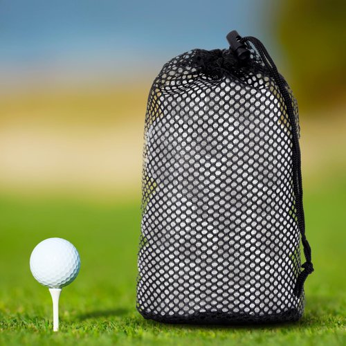 EupHHonycs Black Nylon Mesh Golf Pouch, Golf Ball Storage Bag, Black Golfs Ball Bag, Carries 48-56 Golfs Balls, Multi-Purpose Net Pouch, With Locking Drawstring Closure