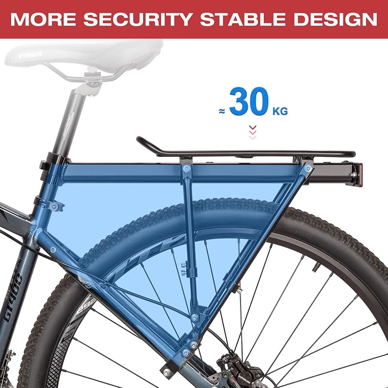 Rear Bike Rack Seat Post Mount | Universal 24-29 Inch Cargo Rack 66lb Capacity