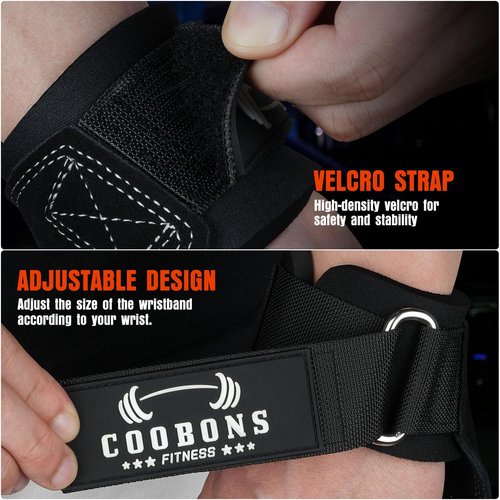 Lifting Wrist Straps for Weightlifting, Double Layer Leather for Weight Lifting Wrist Wraps, Deadlifts, Heavy Powerlifting and Adjustable Wrist Hooks for Strength Training, Gym Workouts Men/Women