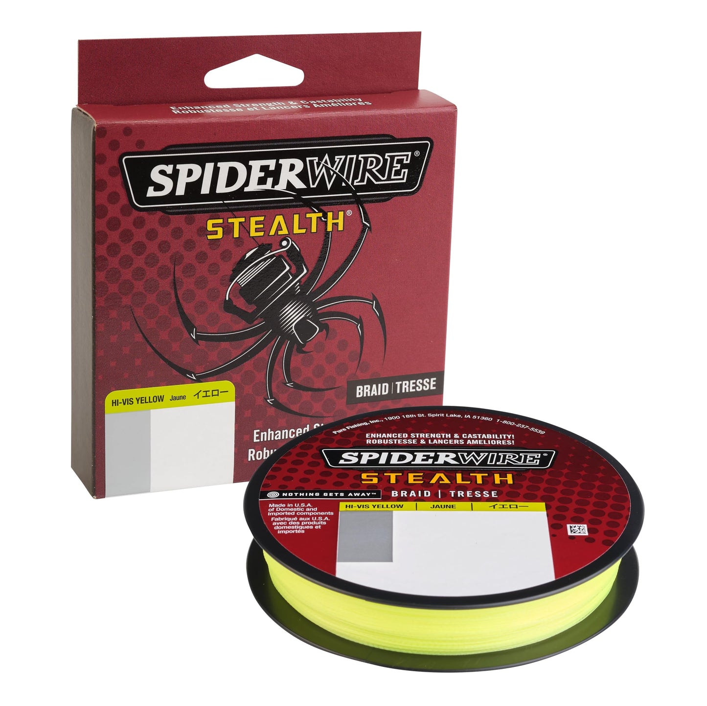 SpiderWire Stealth® Superline, Hi-Vis Yellow, 6lb | 2.7kg, 300yd | 274m Braided Fishing Line, Suitable for Freshwater and Saltwater Environments