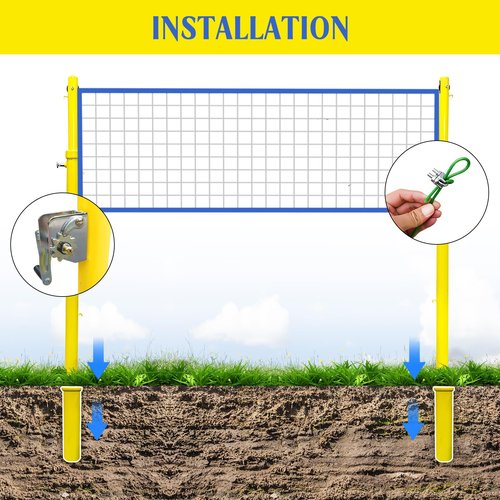 Volleyball Net Set for Backyard, 8ft Professional Standard Volleyball Poles, Outdoor Badminton Post, Adjustable Height Poles,for School Outdoor Grass Indoor