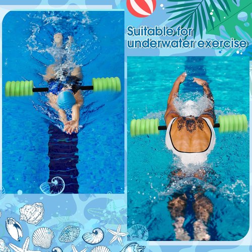 Soulchen Long Aquatic Exercise Dumbbells Foam Water Weights Dumbbell Aquatic Pool Barbells with High Density EVA Foam for Swim Water Aerobics Workouts Loss(Green,33.07 Inch)