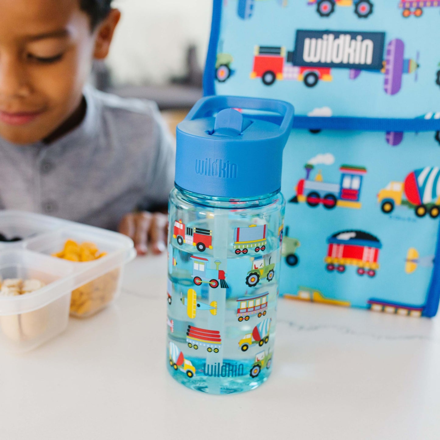 Wildkin Kids 16 oz Water Bottle for Boys – BPA-Free Tritan, Leak-Proof Lid, Reusable & Dishwasher Safe, Durable Kids Water Bottle for School, Sports & Travel, Ages 3 & Up – Trains, Planes & Trucks