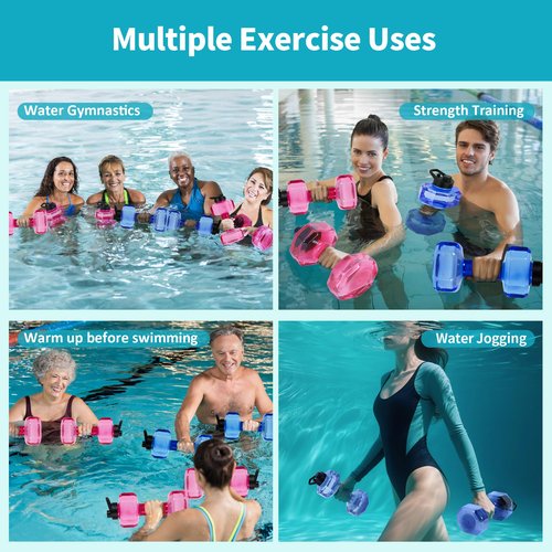 Fstcrt Water Weights for Pool Exercise Set of 2, Aquatic Exercise Dumbbells with Non-Slip Handle, PE Materials Water Dumbbell Aerobics for Water Aerobics Weight Loss (Green)