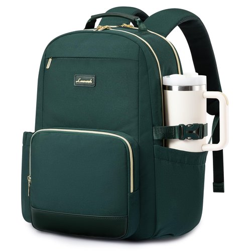 LOVEVOOK Laptop Backpack for Women with Pouch Pocket for Large Capacity Cup,15.6 Inch Laptop Computer Bag Travel Backpack Purse,Waterproof Work Business Backpack College Teacher Bags,Dark Green