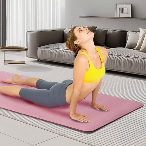 Furrnook Non-Slip TPE Yoga Mat for Women & Men, 72"x24" Extra-Long Pilates Mats for Hot Yoga, HIIT, Floor Workouts, Lightweight Eco-Friendly Fitness Mat with Dual Grip (Pink)