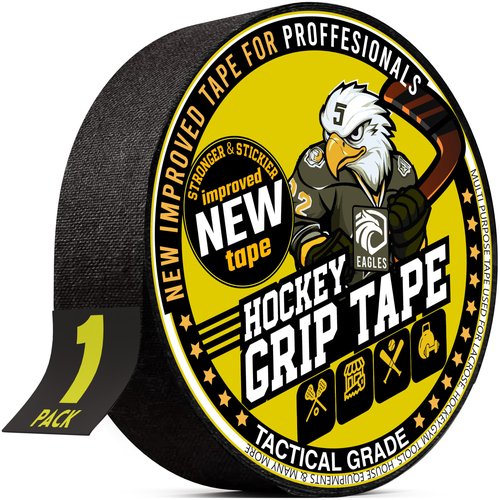 EAGLES Hockey Tape Multipurpose Cloth Tape Roll for Lacrosse Baseball & Softball Bats, Rackets, Pullup Bars, Gardening Tools, Sports Gift Perfect for Wrist, Ankle, Foot, Knee and Hand Taping (Black)