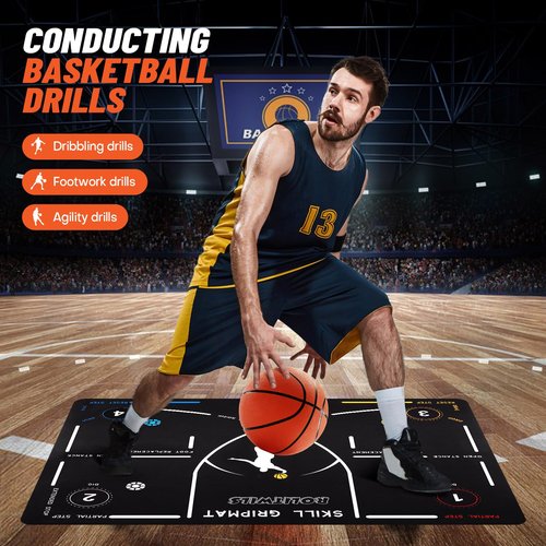 Basketball Training Mat - Portable Footwork & Agility Mat for Basketball Drills with Carrying Strap, Non-Slip Basketball Pads for Training, Indoor & Outdoor Use