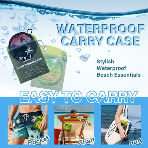 Sand Remover Bag for Beach, Sand Eraser Brush Wipe Mitt for Family Kids Women,Talc-Free & Reusable Beach Essentials with Natural Ingredients, Vacation Must Haves Accessories for Summer Trip