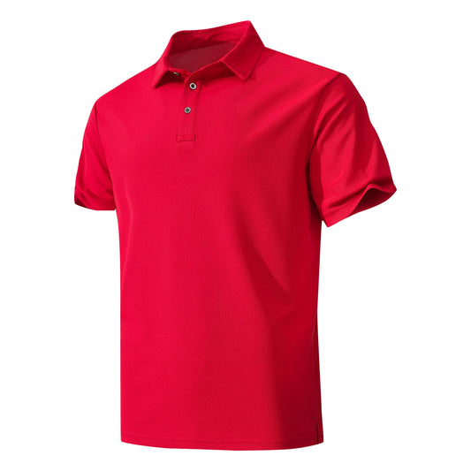 KAOKLRNI Men's Active Polo Shirt Quick Dry Performance Short Sleeve Tactical Golf Shirt Red