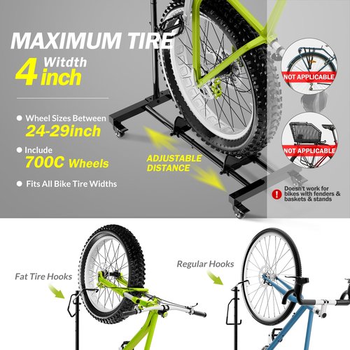 Sttoraboks Vertical Bike Parking Stand - Adjustable Height for 29" Wheels, Space-Saving & Freestanding Bike Rack for MTB/Road Bikes,No-Drill Installation Indoor Bike Storage for Apartments & Garages