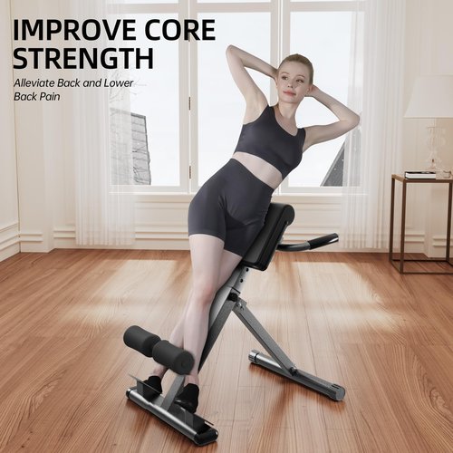 FITKS360 Roman Chair Hyperextension Bench – Adjustable Back Extension Machine for Glutes, Hamstrings & Lower Back – Foldable Multi-Purpose Workout Equipment for Home Gym