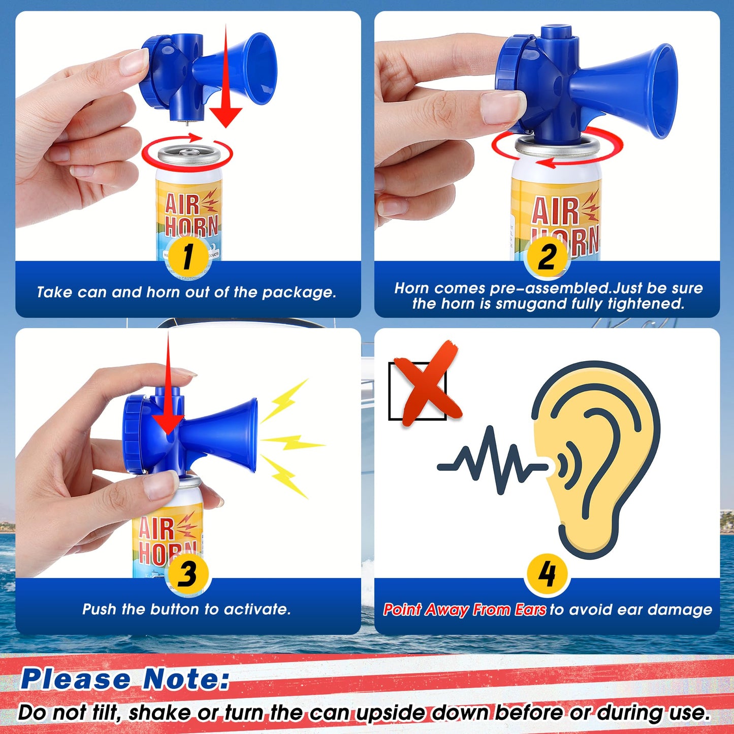 ElectricWise 1 Pack 1.4oz Mini Air Horn, 122DB Very Loud Air Horns Can, Marine Boat Horns for Safety, Meet Coast Guard, Fog Blow Horn Boat Accessories, Ideal for Boating, Camping, Hiking