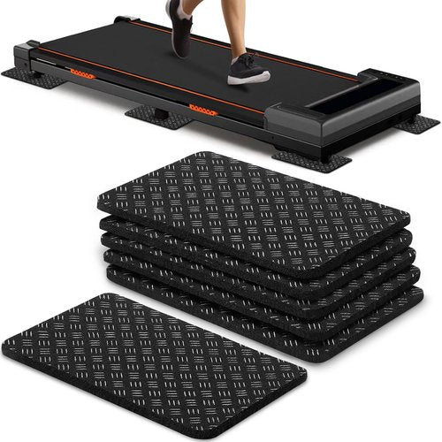 TOBWOLF 6PCS Double-Sided Non-Slip Treadmill Mat Pad, 4.7" X 3.1" Walking Pad Mat for Floor Protection, High Density Silicone Exercise Equipment Mats for Elliptical Machine, Exercise Bike