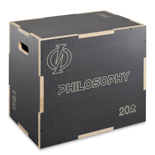 Philosophy Gym 3 in 1 Non-Slip Wood Plyo Box, 24" x 20" x 16", Gray, Jump Plyometric Box for Training and Conditioning