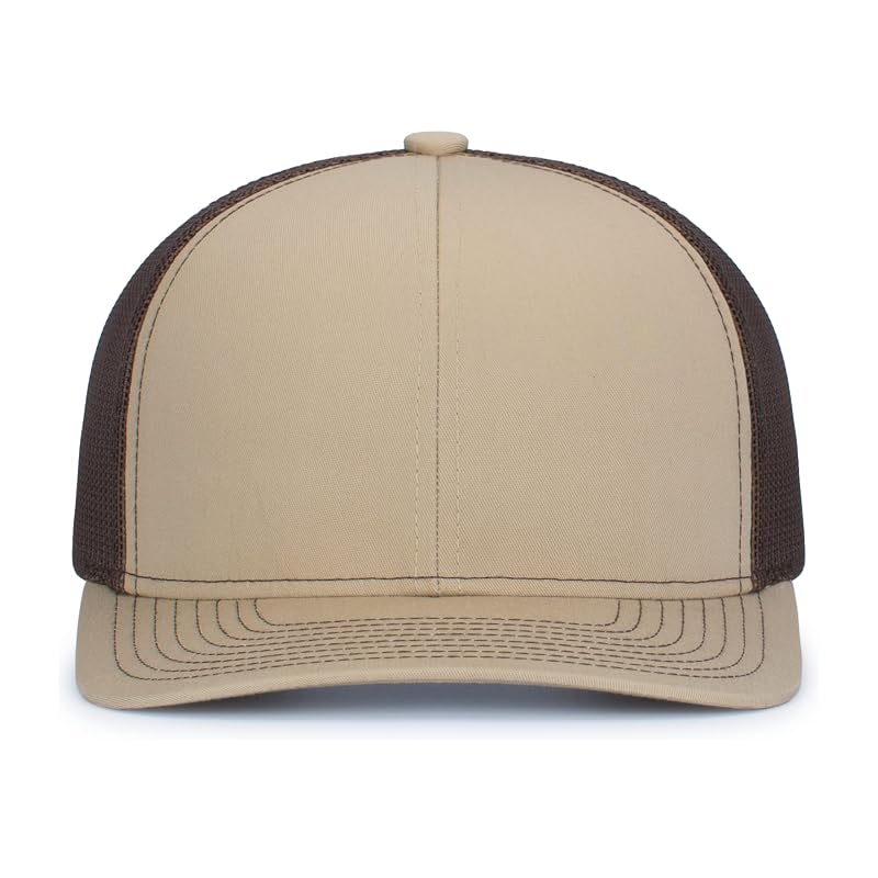 Pacific Headwear Khaki/Brown One Size Contrast Stitch Trucker Snapback
