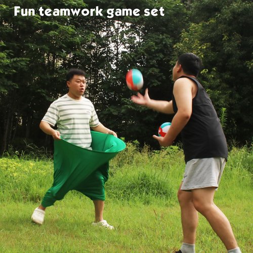 Granny Pants Yard Game Set - Peculiar Outdoor Game Granny Pants with 3 Bouncy Balls, 2 Marker Cones & Air Pump, Perfect for Family Reunion Games, Backyard Gatherings & Team Games (Red)