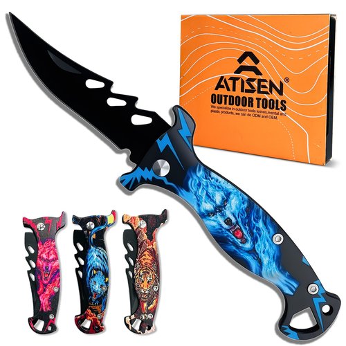 Folding Knife 4 Pack – Large Folding Gift Knives for Men – Tactical EDC Outdoor Knife Set for Camping, Survival, Hunting Gear