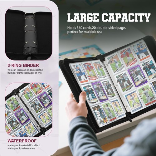 Trading Card Binder with Sleeves 9 Pocket Premium 720 Double Sided Pocket PU Card Collection Binder, Collectible Albums Card Folder for MTG, TCG, Sports Cards