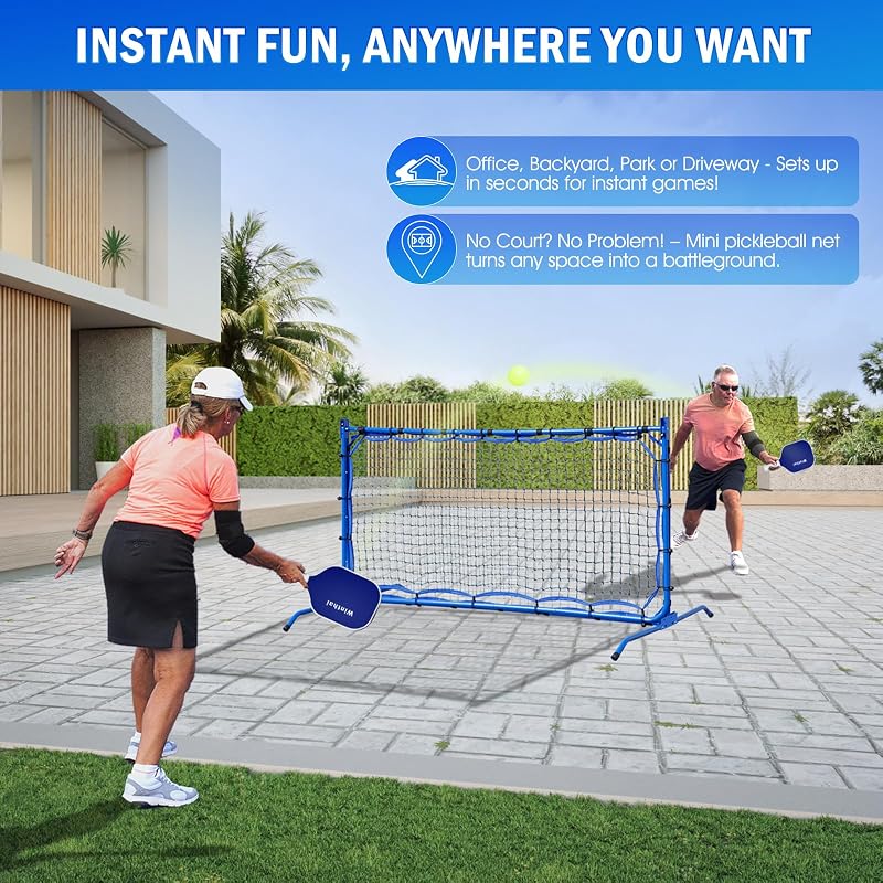 Pickleball Rebounder Net with Paddles Set for Solo Training – 5.8x2.7ft Pro Rebound Zone