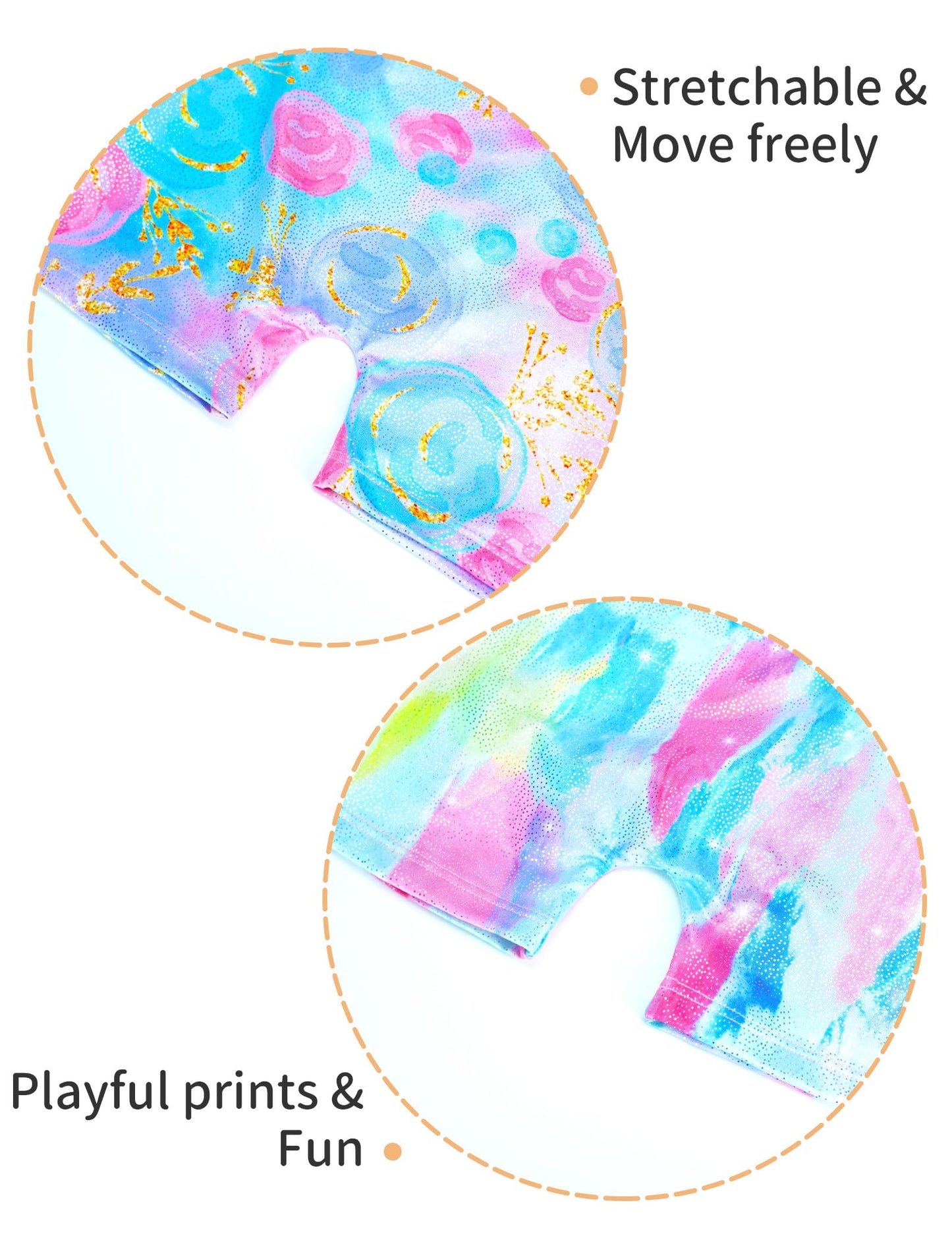 Nokecina Girls Leotards for Gymnastics with Shorts Size 7-8 Years Old Blue Rose Flowers Biketards Unitards Two Pack