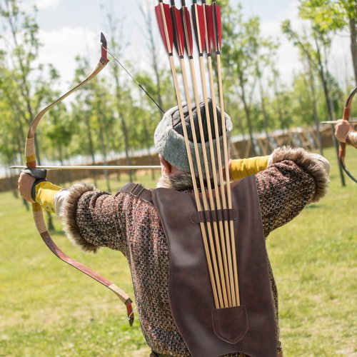 Eccliy Archery Bow Carrier with Arrow Slots, Adjustable Shoulder Strap, Shooting Targeting, Training, Cosplay, Handmade Archer Accessories, Archery Set Adult