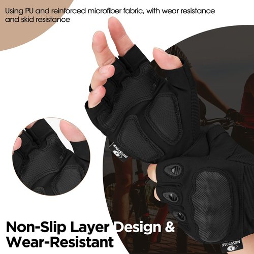 Mossy Oak Fingerless Tactical Gloves, Knuckle Tactical Gloves for Men and Women- Motorcycle Gloves for Tactical Shooting, Airsoft, Hunting, Cycling and Hiking