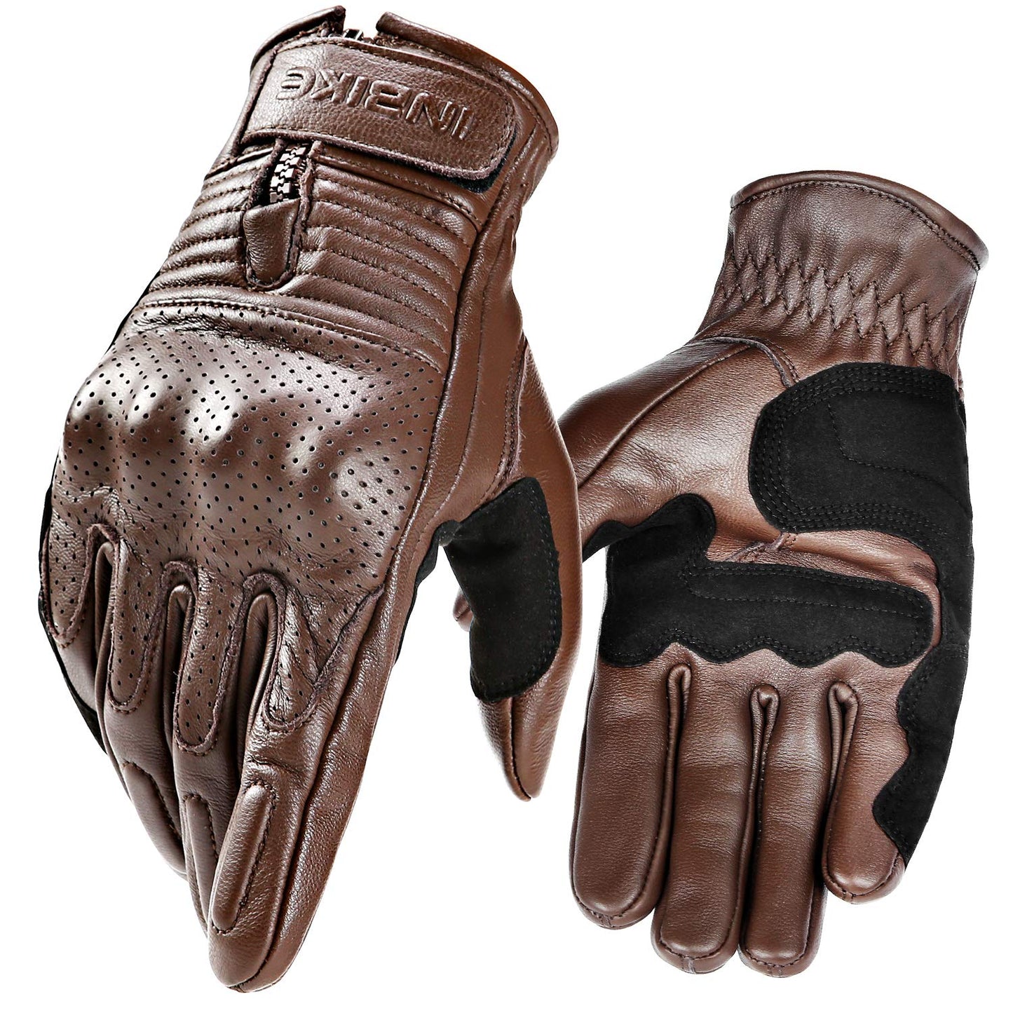 INBIKE Motorcycle Gloves for Men Premium Genuine Perforated Leather Breathable Motorbike Riding Gloves Touchscreen with Hard Knuckle