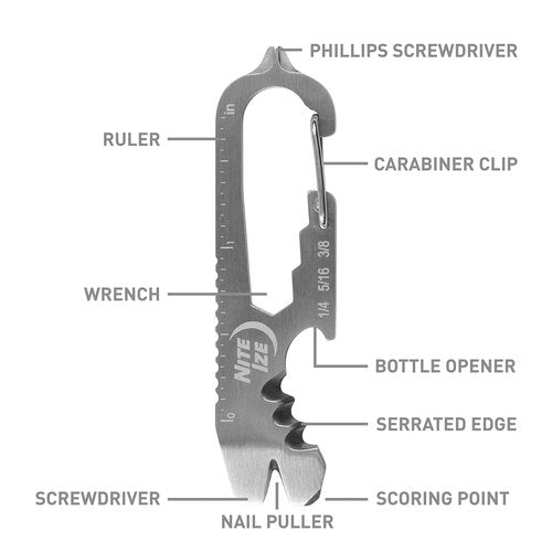 Nite Ize KMTSE-11-R3 DoohicKey Keychain Multi Tool, 1 Count (Pack of 1), Stainless Steel