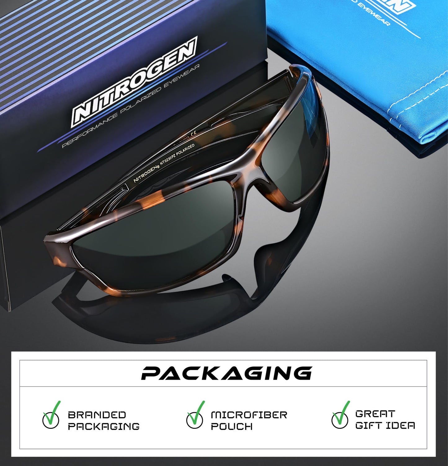 Nitrogen Polarized Wrap Around Sport Sunglasses for Men Women UV400 Driving Fishing Running Sun Glasses