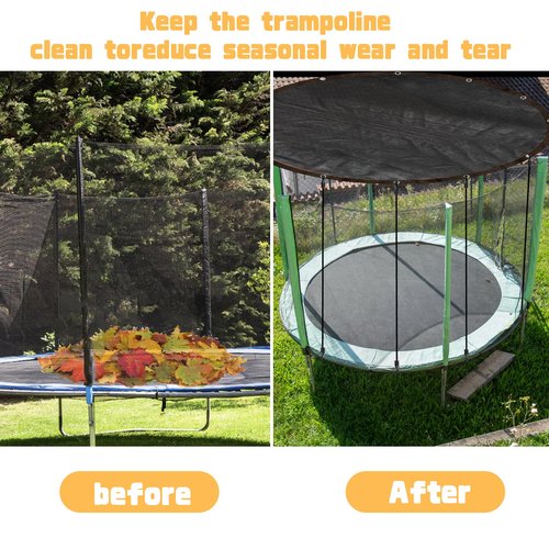 Trampoline Cover Black Round 90% Sunblock Shade Cloth 12FT Trampoline Top Shade Cover Sun Shade Mesh Tarp with Elastic Cord Plastic Hooks for Outdoor Backyard Playground Accessories, Tent Only