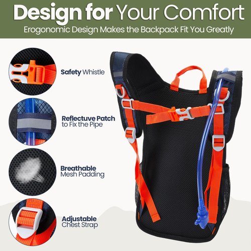 Shinylin 6 Pcs Kids Hydration Backpack with 1.5L Water Bladder Multicolor Kids' Hiking Backpack Hydration Pack Water Rucksack for Boys Girls Cycling Climbing Running