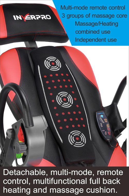 INVERPRO Model AR Advanced Heat and Massage Heavy Duty Deluxe Inversion Table,320 lb Capacity,Black/Red