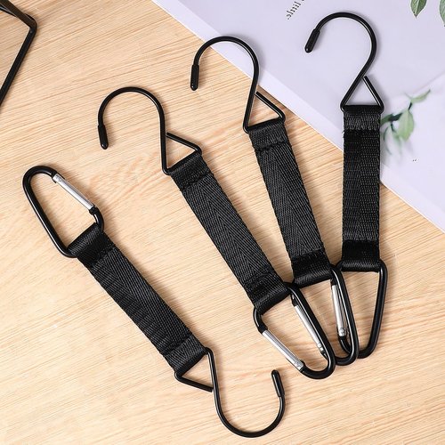 4 Pieces Fence Hooks for Baseball Tennis,Football Bag,Water Cup Backpack Nylon Safety Buckles Fence Hooks Multifunctional Hanging Buckles Metal Hook for Softball Outdoor Sports Equipment(Black)