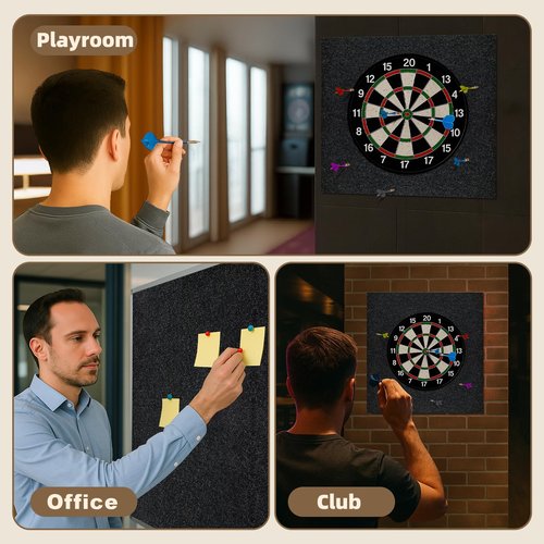 Rdutuok Dart Board Wall Protectors 4pcs 12x12x0.5 Self-Adhesive Dart Board Surround Backing Tiles Heavy Duty Dart Board Backboards Felt Wall Protection for Man Cave, Party & Game Room