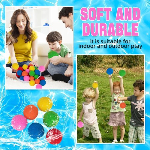 Reusable Water Sponge Balls, Kiddospace Reusable Water Sponge Balls, 2.4 Inch Soft Soaker Ball Fake Snowballs for Outdoor Toys and Games, Soft & Quick Hydration, Backyard Games (60pcs)