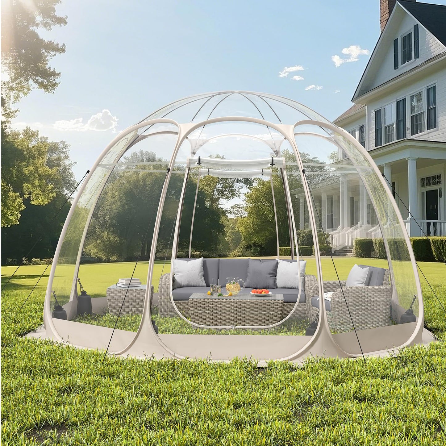 14 Person Bubble Tent with Waterproof Roof & Vent Windows – 12ft Camping Shelters,Outdoor Garden Dome Igloo with 0.15mm Thick Clear PVC, 540° Transparent camping screen room for Patio, Party, Backyard