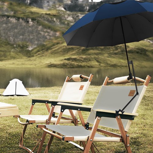 HOBVO UPF 50+ Golf Umbrella with Adjustable Universal Clamp Portable Umbrellas for Rain, Manual Open & Close, for Beach Chair, Golf Cart, Stroller, Bleacher, Patio (Bavy Blue, 43.3")