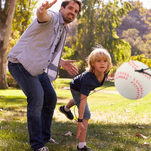 SAYAYA 4 PCS Wrist Return Ball on a String 2.36 Inches Rebound Sport Balls with Elastic Strap Baseball Soccer Tennis Practice Party Favors, Wrist Exercise and Fun Play for Kids & Adults (Mix)