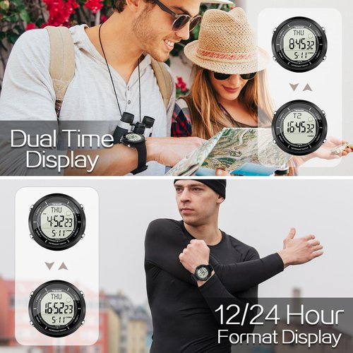 Swimming and Diving Wristwatch 10 ATM Waterproof Sports Watchwith Multiple Functions of Alarm Clock, Stopwatch, Countdown, Dual Time, 12 and 24 Hour Format Switchable, Silicone Band