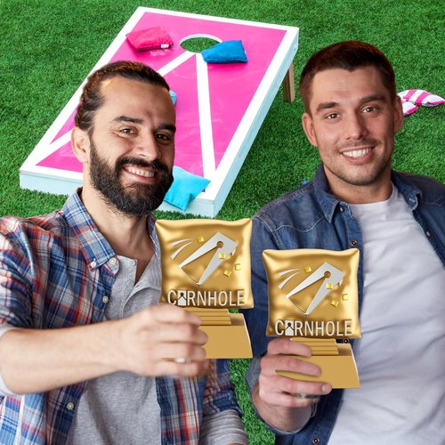 Liliaafar Cornhole Trophy 4 Inch Mini Cornhole Tournament Award Funny Winner Prize Small Gold Trophies Awards for School Sports Match Teams Competition Gifts