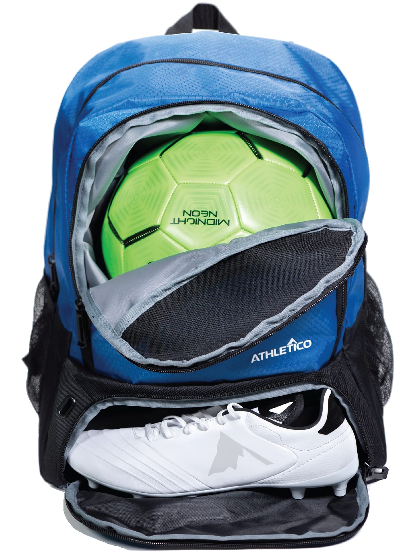 Athletico Youth Soccer Bag - Soccer Backpack & Bags for Basketball, Volleyball & Football | Includes Separate Cleat and Ball Compartment (Blue)
