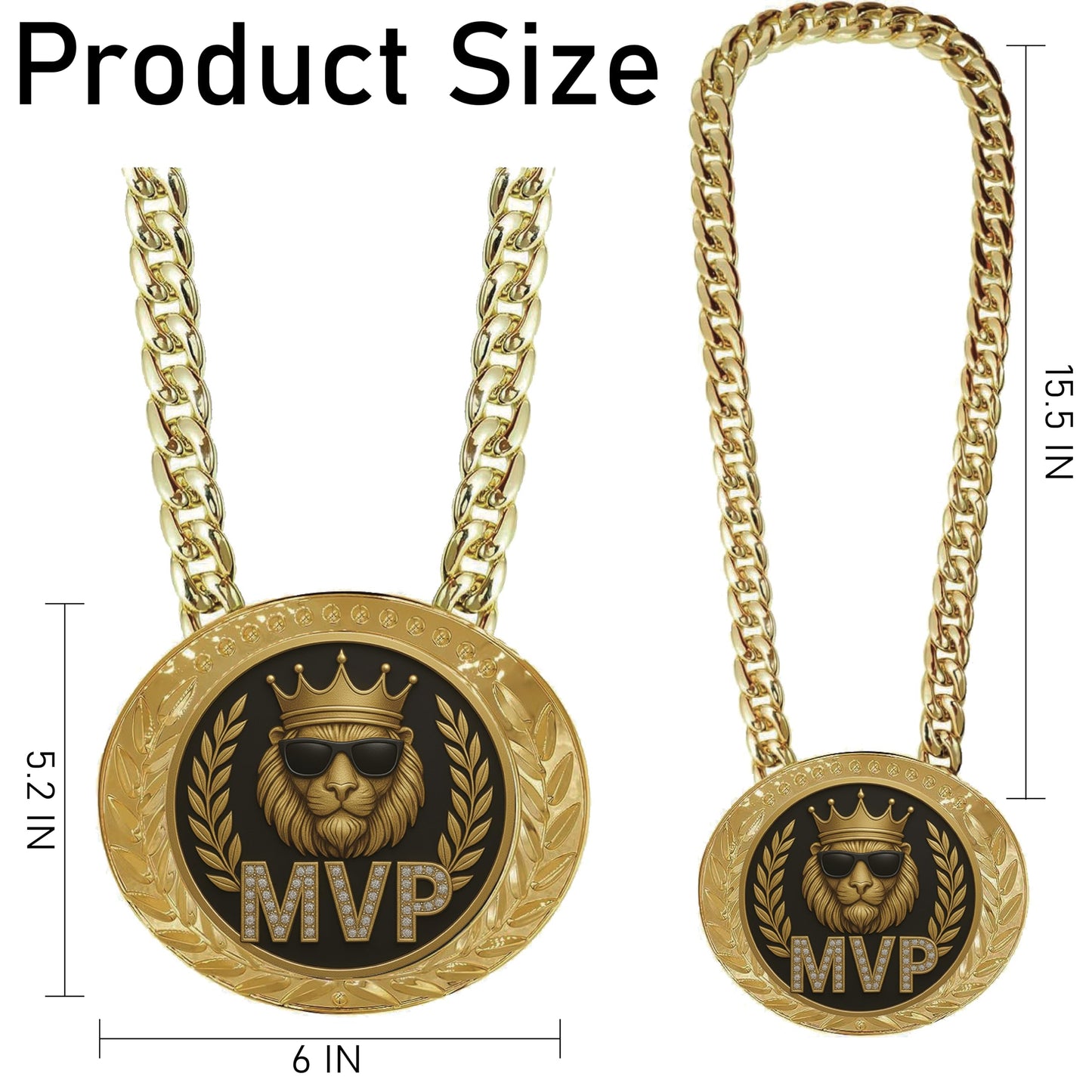 Bambluby 6" MVP Medal Champion Chain – Sports Award Medal for Football, Soccer, Basketball, Funny Winner Trophy for Kids and Adults (MVP)