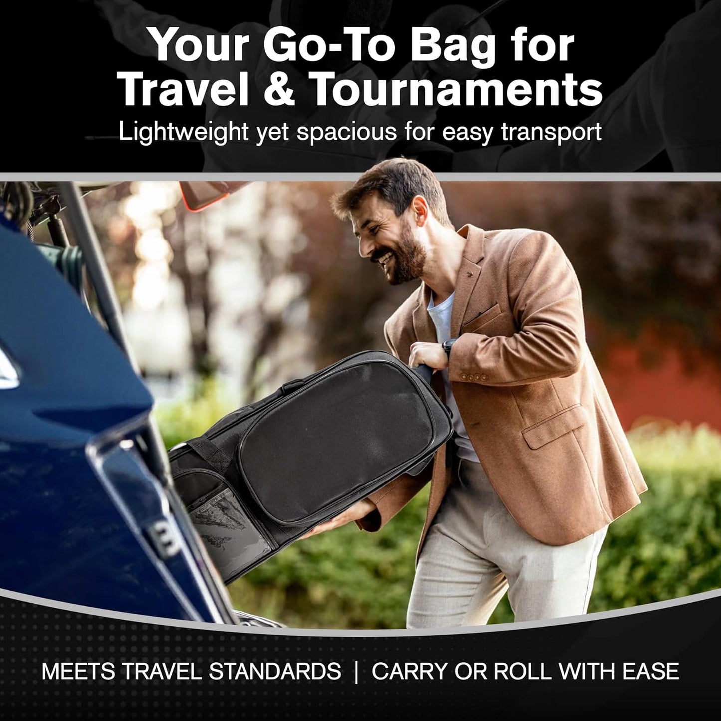 Two Compartment Fencing Bag, Wheeled Sports Equipment Bag for Foil Epee and Saber, Travel Gear, Competition Roll Bag with Straps, Elite Competition Team Bag Adjustable Compartments