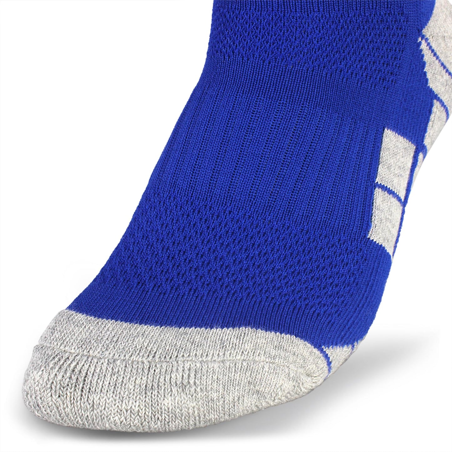 CWVLC Youth Soccer Socks 3 Pairs Girls Boys Rugby Sport Team Athletic Knee High Long Tube Cotton Compression Socks Blue Medium (5Y-7Y Youth/6-10 Women)