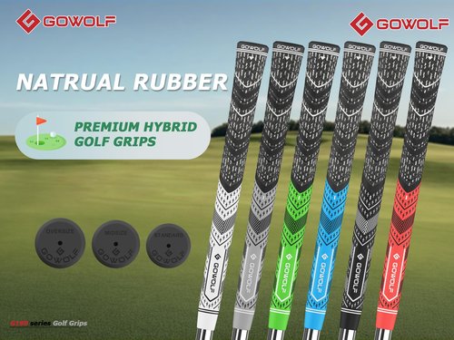 Gowolf Golf Grip Cord Rubber Multi-compound Golf Driver Irons Club Choose 13 Grips with 15pcs Tapes Or Full Kit choose one (Green, Midsize)