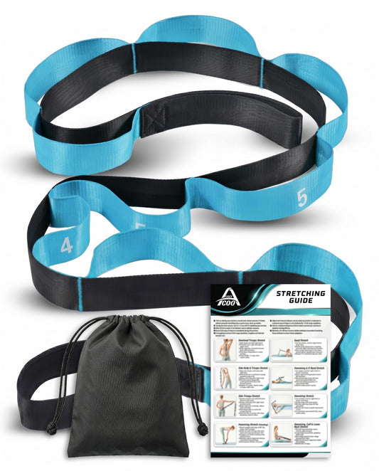 Acozycoo Stretching Strap with Loops for Physical Therapy,Yoga Strap for Stretching,Home Workout,Pilate & Flexibility Training,Non-Elastic Exercise Stretch Band for Hamstring,Leg Stretcher Belt,Flexibility Fascia (Blue)