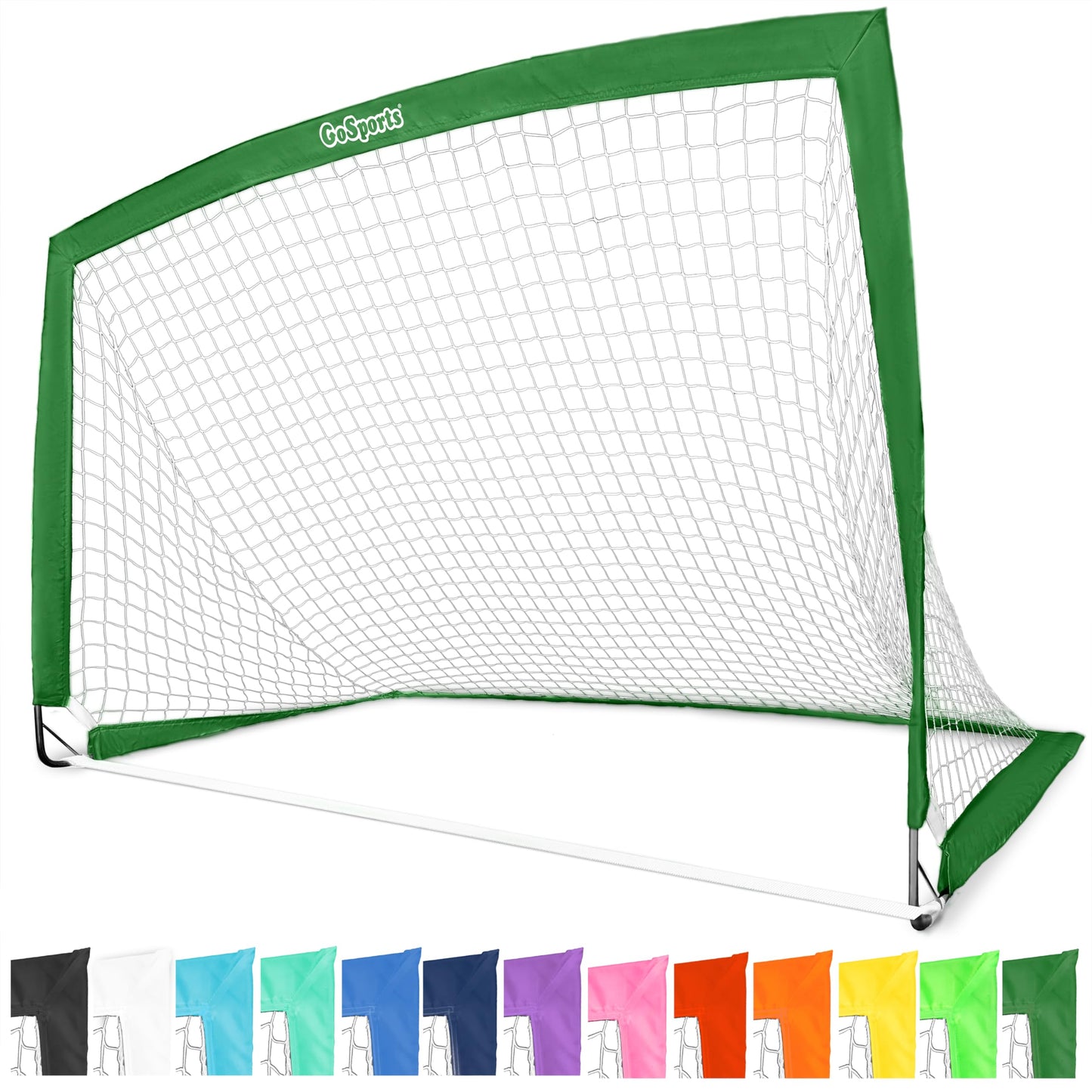 GoSports Team Tone 6 ft x 4 ft Portable Soccer Goal for Kids - Pop Up Net for Backyard - Dark Green